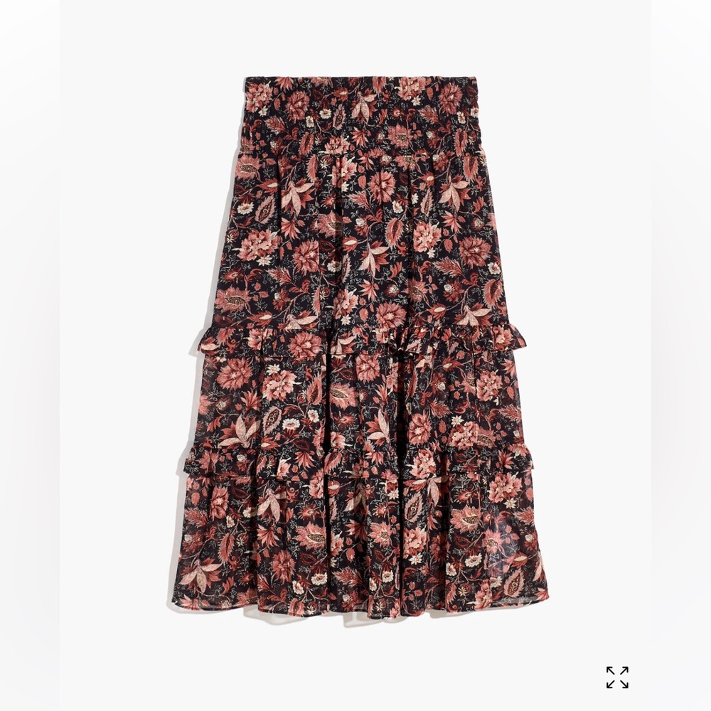 Madewell Ruffle Tiered Midi Skirt size L NWT